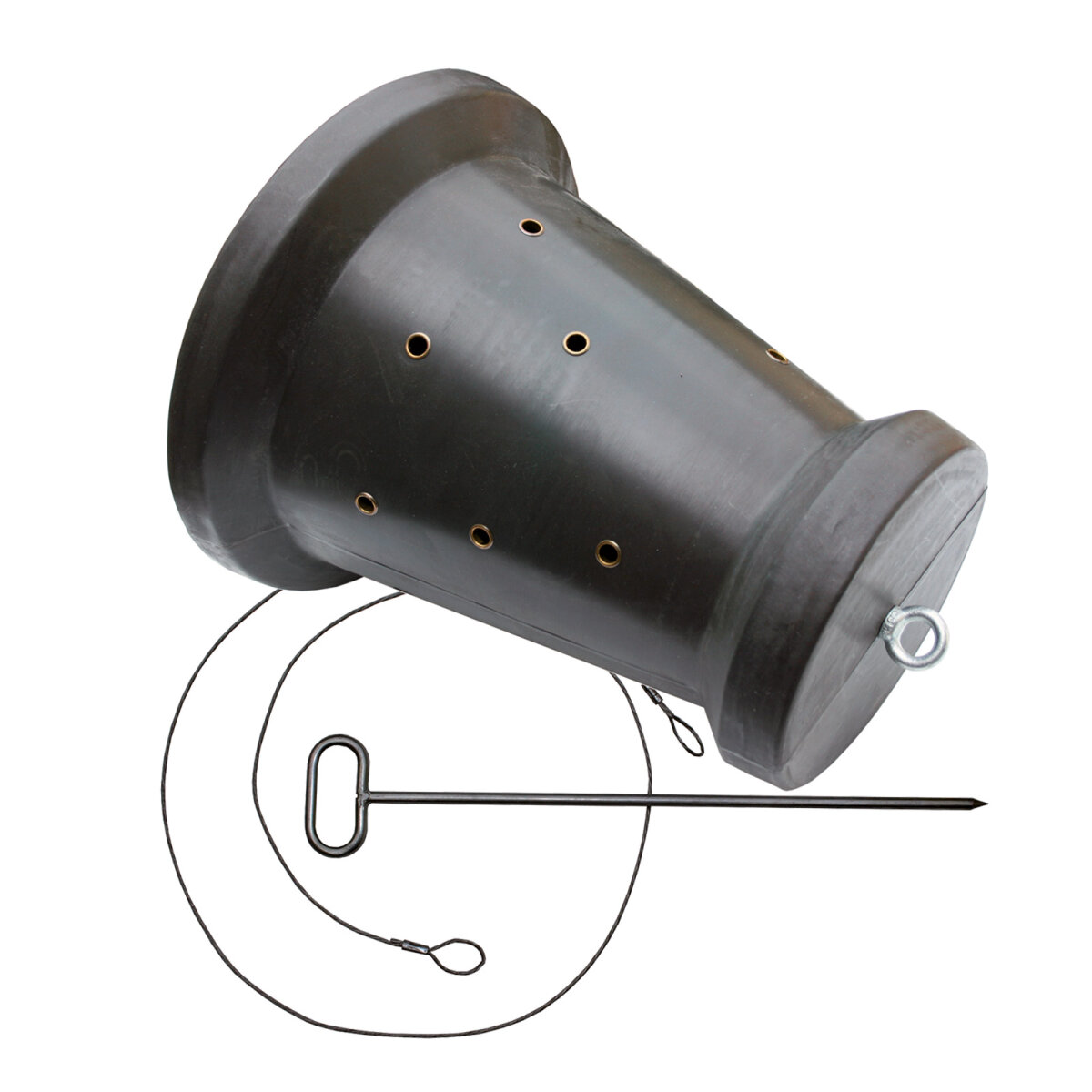 Futtertrommel in Kegelform mit Bodenanker 1 Futtertrommel in Kegelform mit Bodenanker