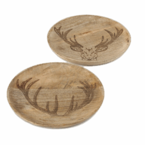 Lovergreen Kunst des Tisches Motiv Set mit 2 Holz-Topfuntersetzern Hirschmotiv