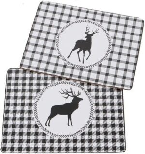 Lovergreen Kunst des Tisches Motiv Set mit 2 Sets: Schwarz-Weiß-Hirsch mit verschiedenen Mustern (2 x 4 Sets)
