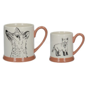 Lovergreen Kunst des Tisches Motiv Set mit Fuchs- und Welpen-Becher
