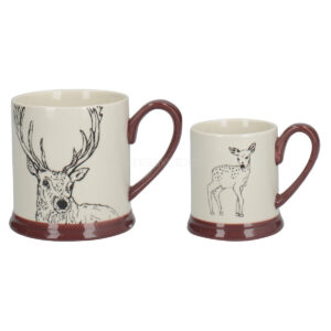 Lovergreen Kunst des Tisches Motiv Set mit Hirsch- und Reh-Becher