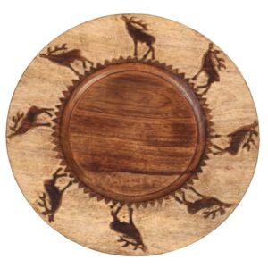 Lovergreen Kunst des Tisches Motiv (Wand-)Teller röhrender Hirsch Holz