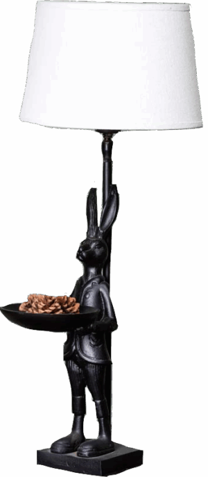 Lovergreen Lampen mit Tiermotiven Motiv stehender Hasen mit kleiner Schale als Lampe + Lampenschirm 25 cm