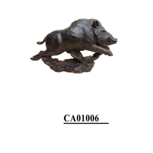 Lovergreen große Bronzestatue Motiv springendes Wildschwein mittelgroß