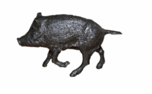 Lovergreen kleine Bronzestatue Motiv getriebenes Wildschwein gallopierend