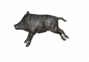 Lovergreen kleine Bronzestatue Motiv getriebenes Wildschwein springend