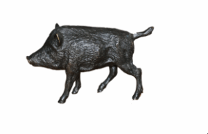 Lovergreen kleine Bronzestatue Motiv getriebenes Wildschwein trabend