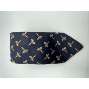 Robert Keyte Krawatte 100% Seide blau Motiv aufsteigender Fasan