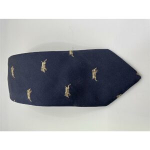 Robert Keyte Krawatte 100% Seide dunkelblau Motiv beige Wildschwein