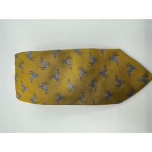 Robert Keyte Krawatte 100% Seide gold farben Motiv hellbauer Hirsch
