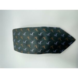 Robert Keyte Krawatte 100% Seide grün Motiv Silberner und brauner Hirsch