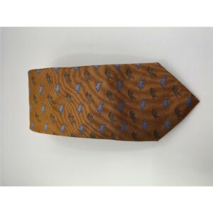 Robert Keyte Krawatte 100% Seide orange Motiv beige und blau Wildschwein