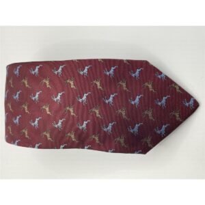 Robert Keyte Krawatte 100% Seide rot Motiv Silberner und brauner Hirsch