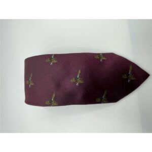 Robert Keyte Krawatte 100% Seide weinrot Motiv abstreichender Fasan