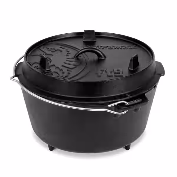 Feuertopf (Dutch Oven) Black - ft9 / 7.5L Topf & 1.5L Deckel / 8-14 Pers.
